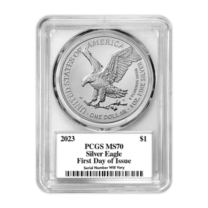 2023 Silver Eagle - Business Strike - Type 2 - PCGS MS70 FDOI First Day of Issue Trumans Triumph Label
