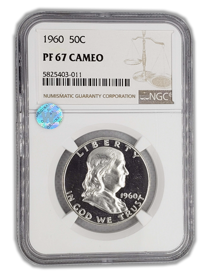 1960 Franklin Silver Half Dollar - NGC PF67 Cameo - Sight White