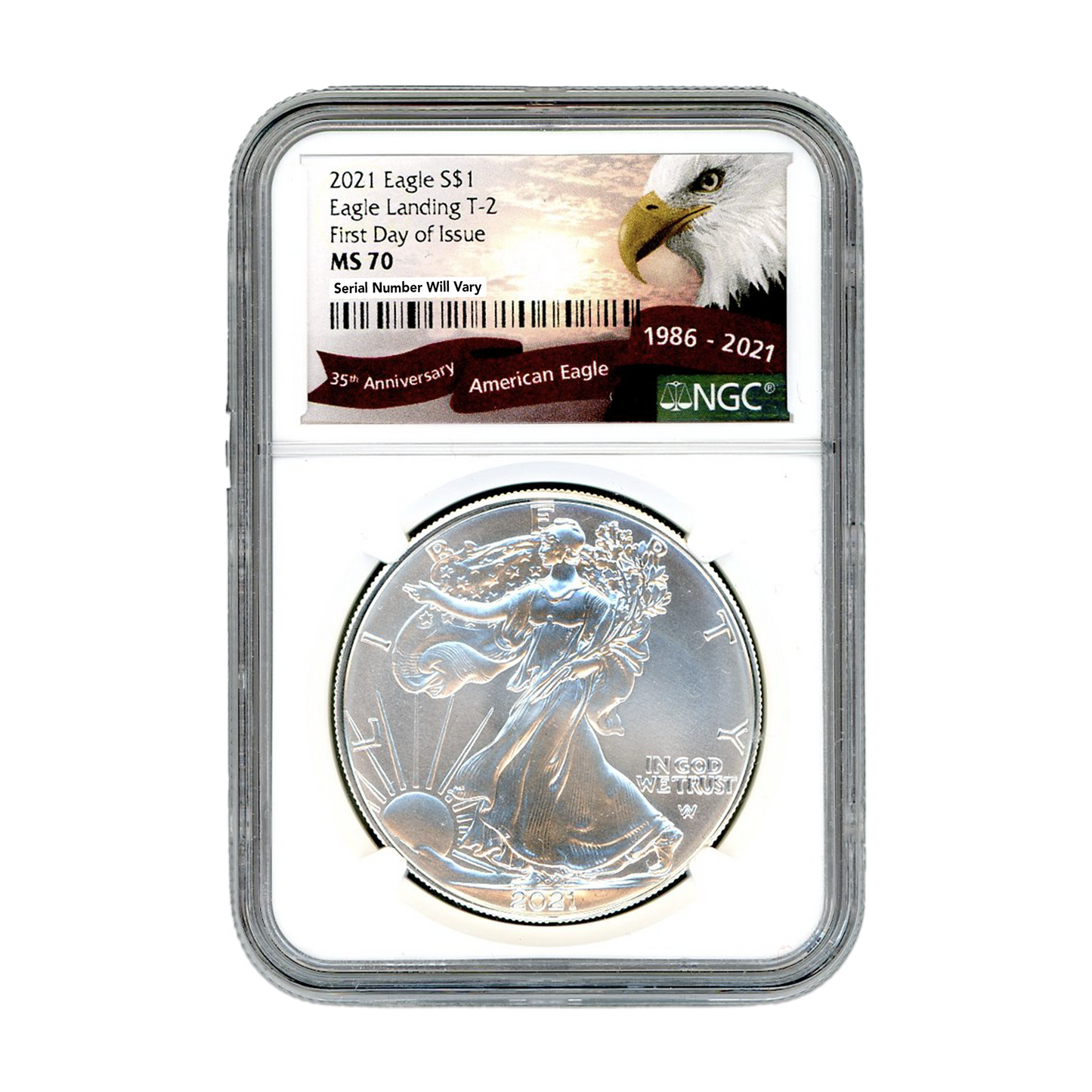 2021 Silver Eagle Landing Type 2 - NGC MS70 First Day of Issue