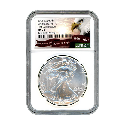 2021 Silver Eagle Landing Type 2 - NGC MS70 First Day of Issue