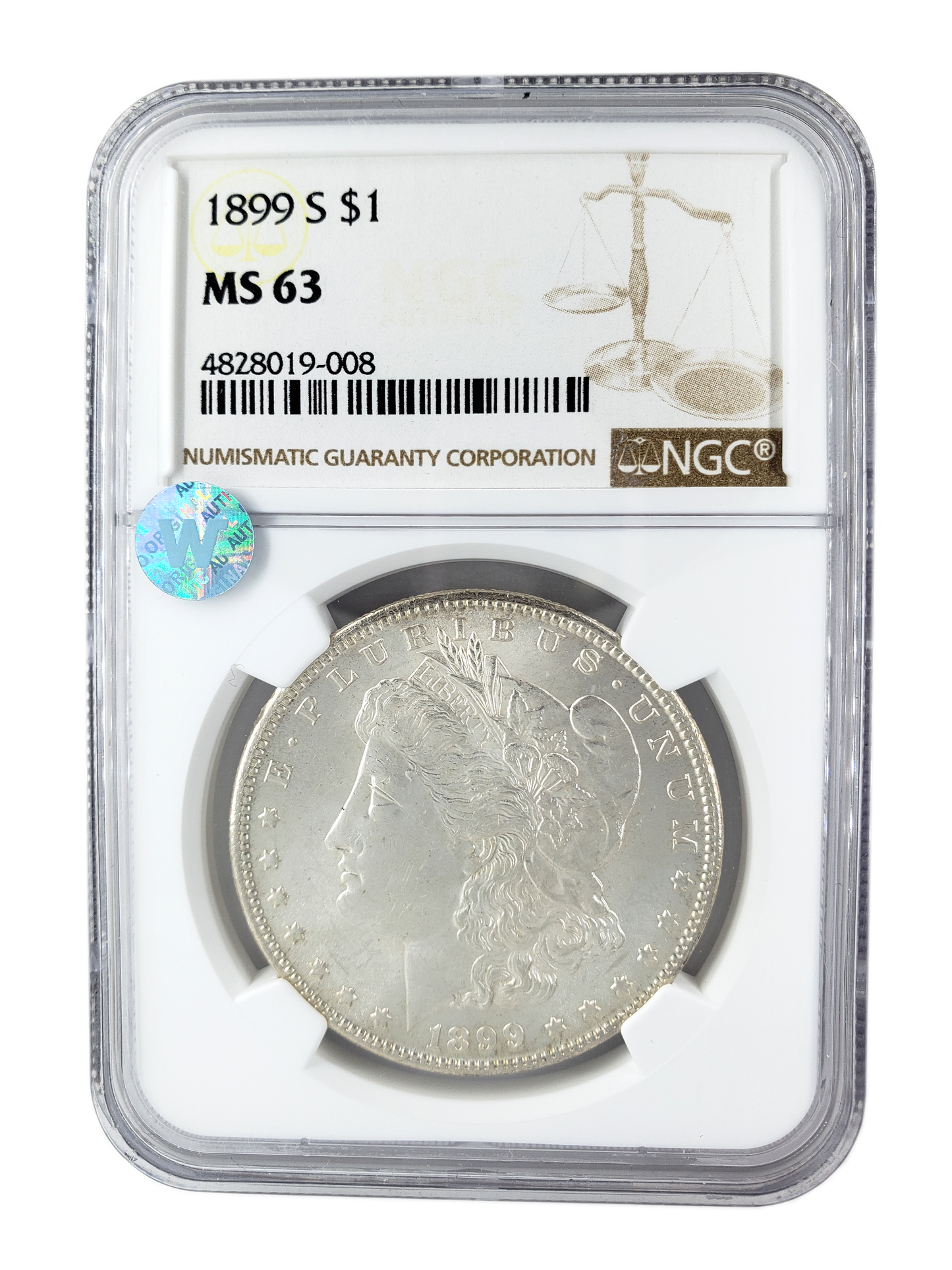 1899 Morgan Silver Dollar San Francisco - NGC MS63 Sight White