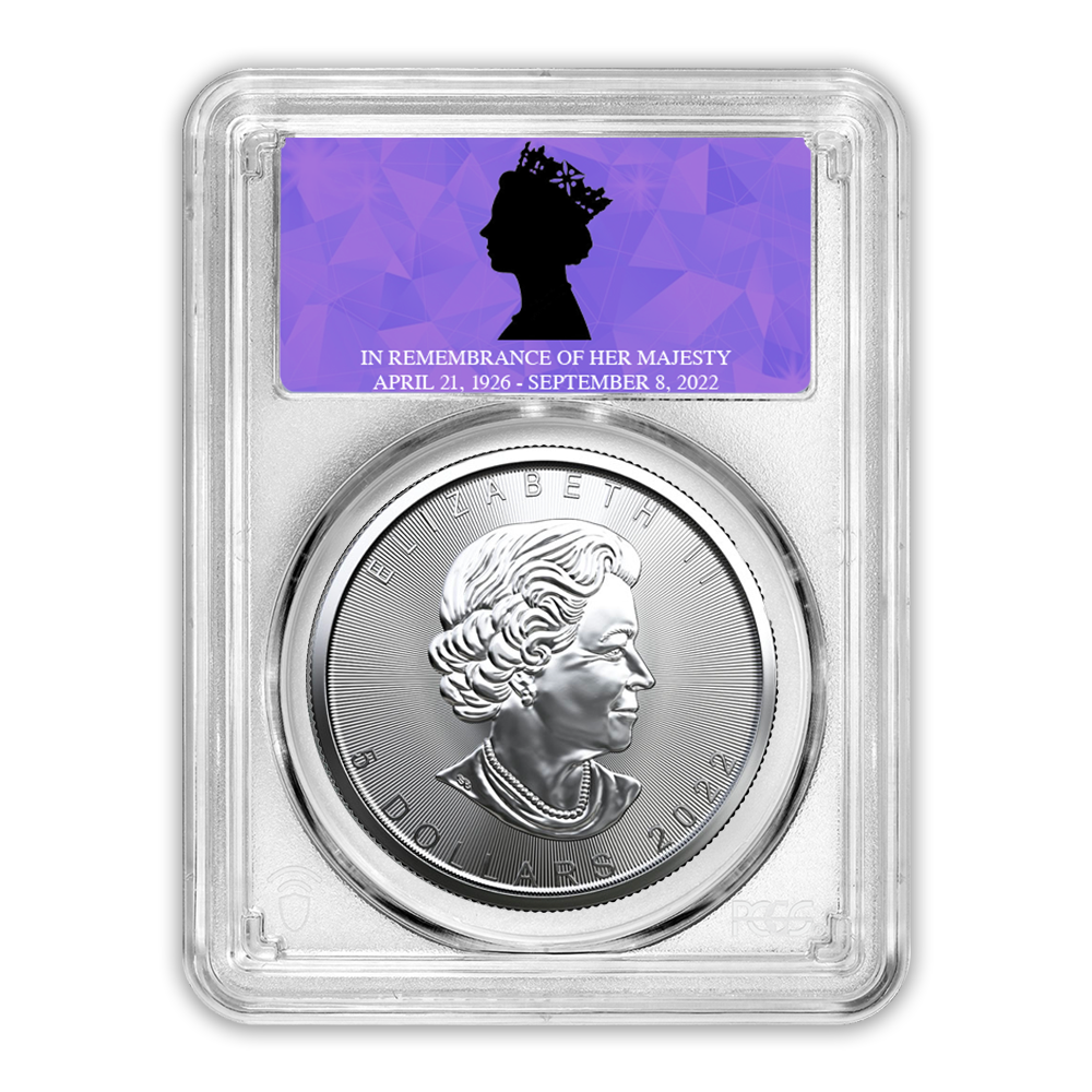 2022 Maple Leaf 1 oz Silver - PCGS Queen Elizabeth Memoriam Label