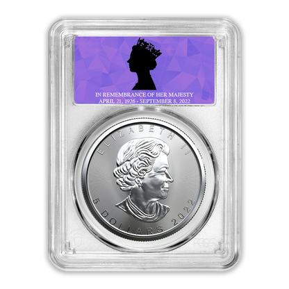 2022 Maple Leaf 1 oz Silver - PCGS Queen Elizabeth Memoriam Label