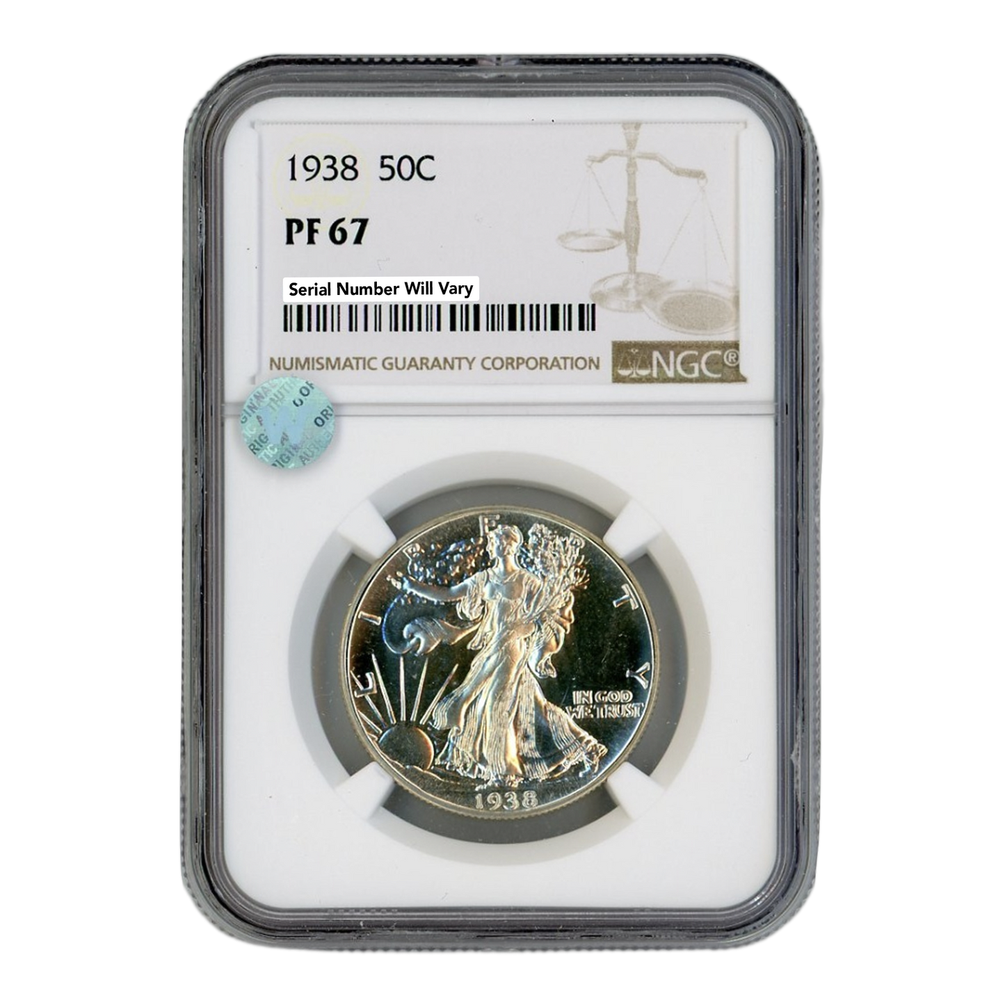 1938 Walking Liberty Silver Half Dollar - NGC PF67 Sight White