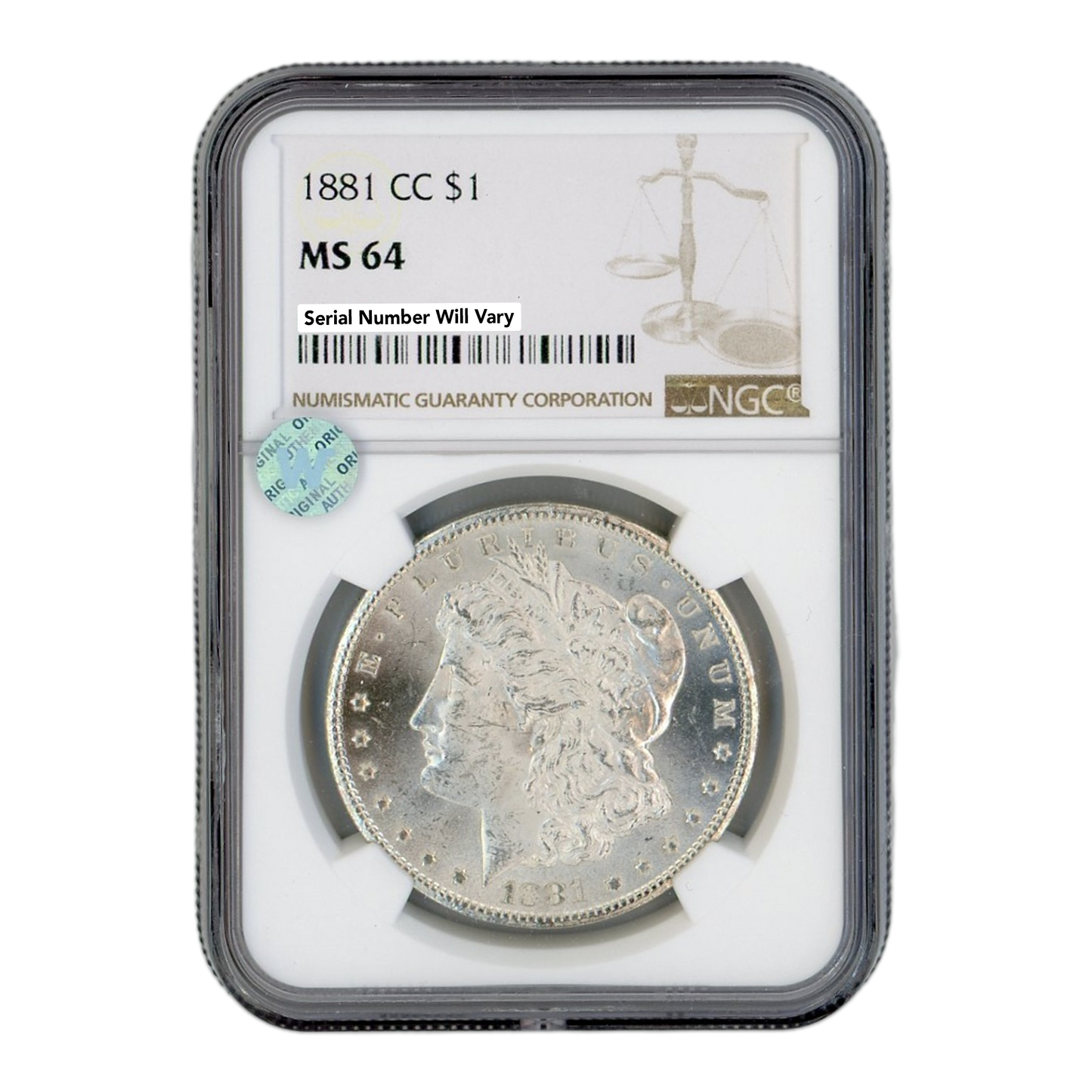 1881 Morgan Silver Dollar Carson City - NGC MS64 Sight White