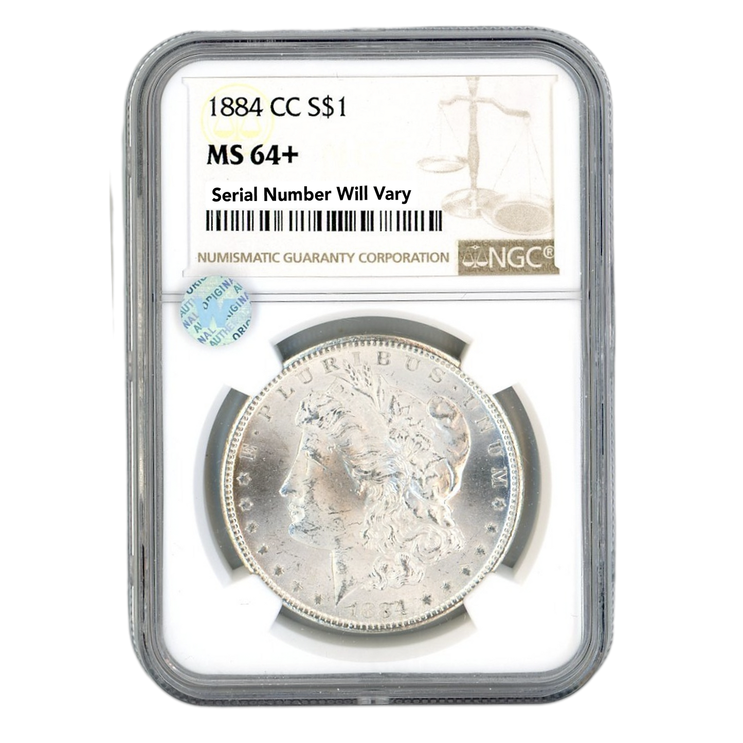 1884 Morgan Silver Dollar Carson City - NGC MS64+ Sight White