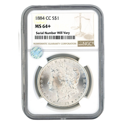 1884 Morgan Silver Dollar Carson City - NGC MS64+ Sight White