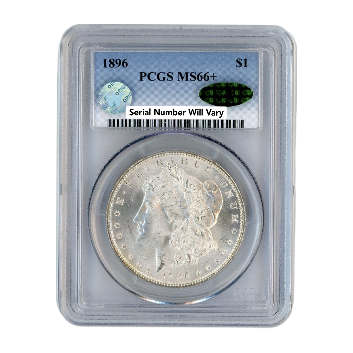 1896 Morgan Silver Dollar Philadelphia - CAC Label - PCGS MS66+ Sight White