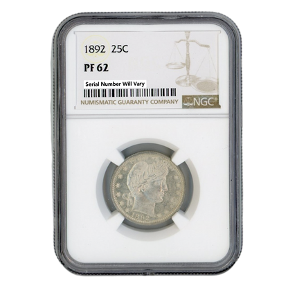 1892 Barber Quarter Dollar - NGC PF62