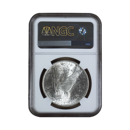 1923 Peace Dollar Philadelphia Brilliant Uncirculated in God We Trust Label - NGC