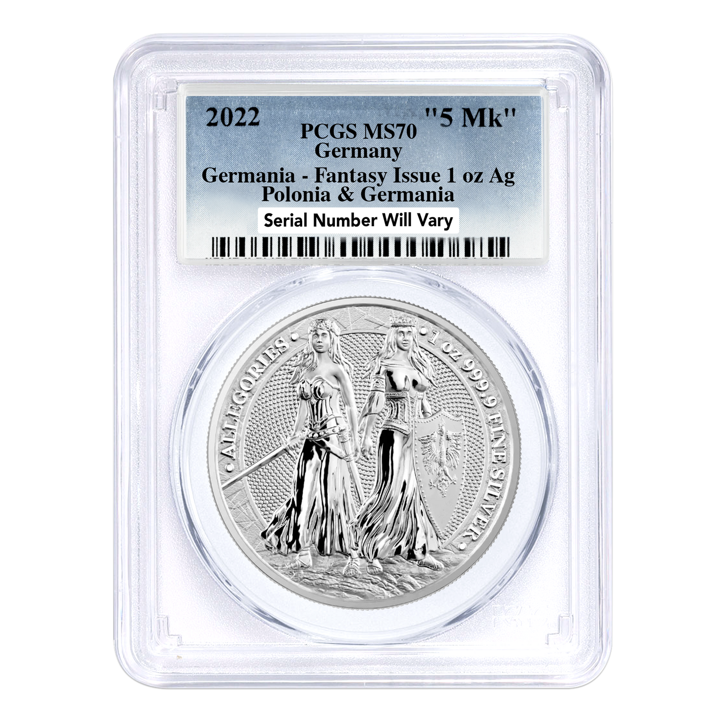 2022 1 oz Polonia & Germania Allegories Silver Coin - PCGS MS70
