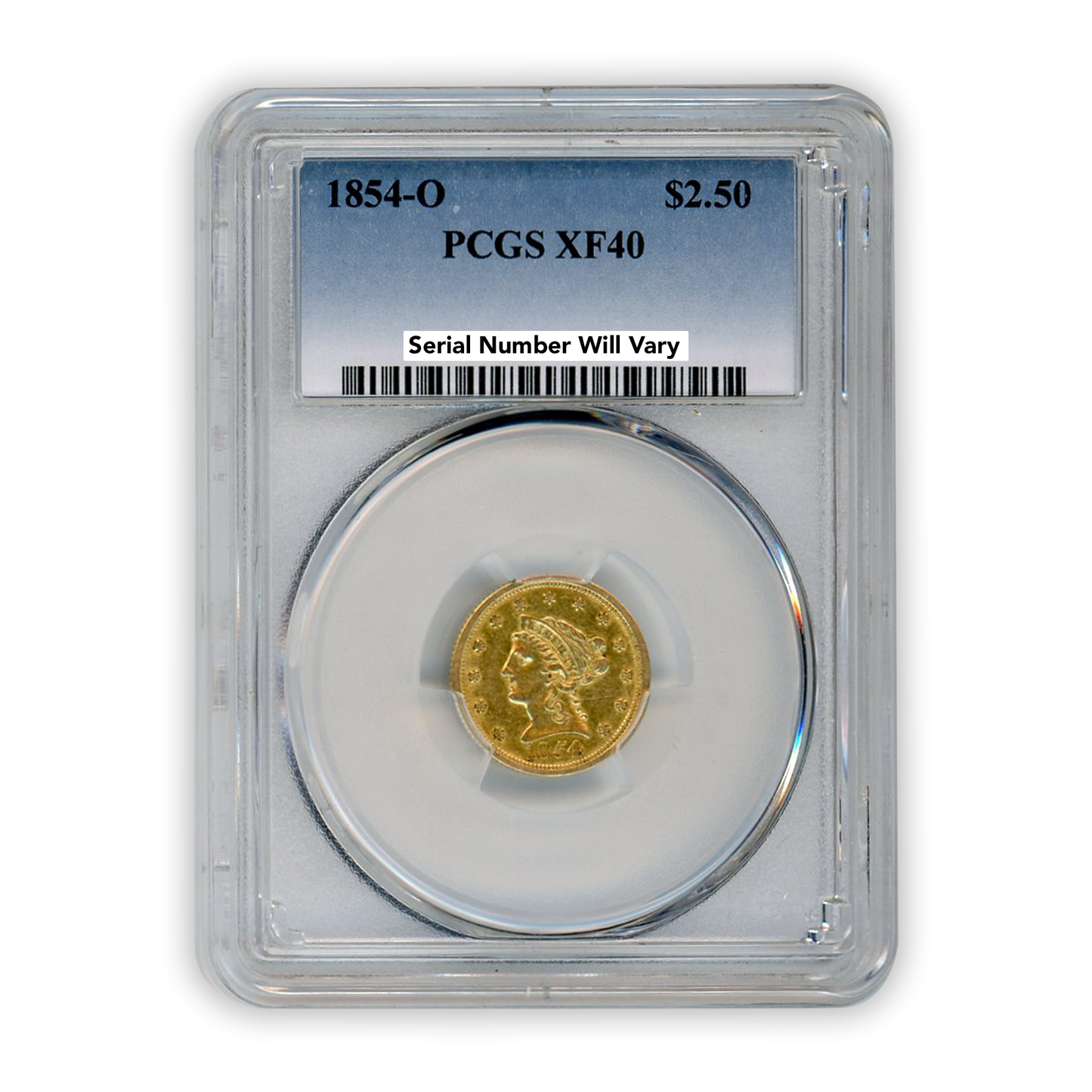 1854 O $2.5 Gold Liberty - PCGS XF40
