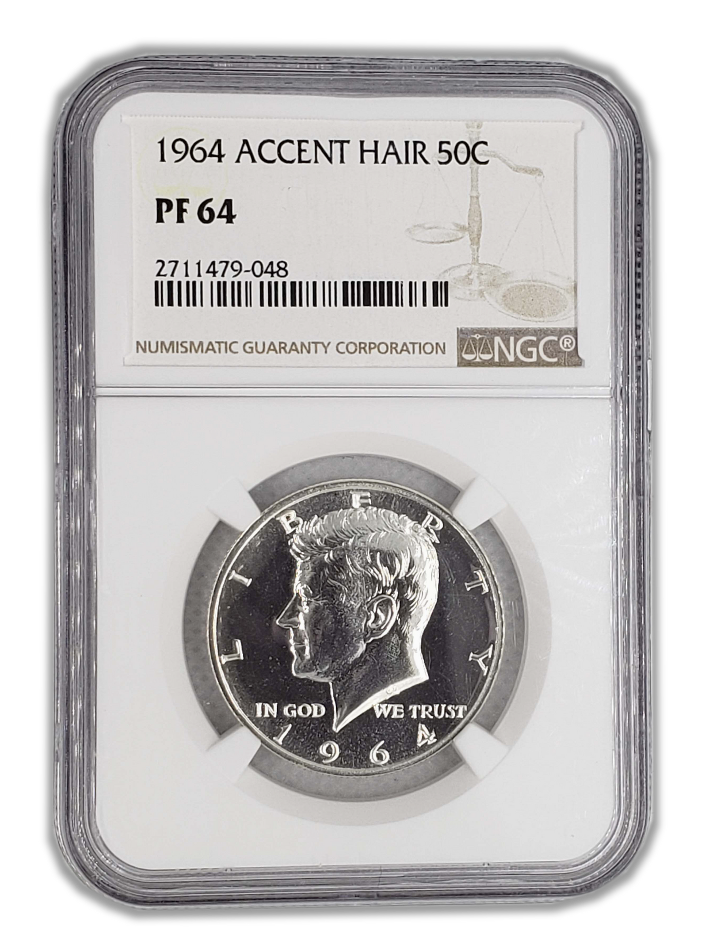 1964 Kennedy Silver Half Dollar Philadelphia - Accented Hair - NGC PF64