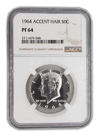 1964 Kennedy Silver Half Dollar Philadelphia - Accented Hair - NGC PF64