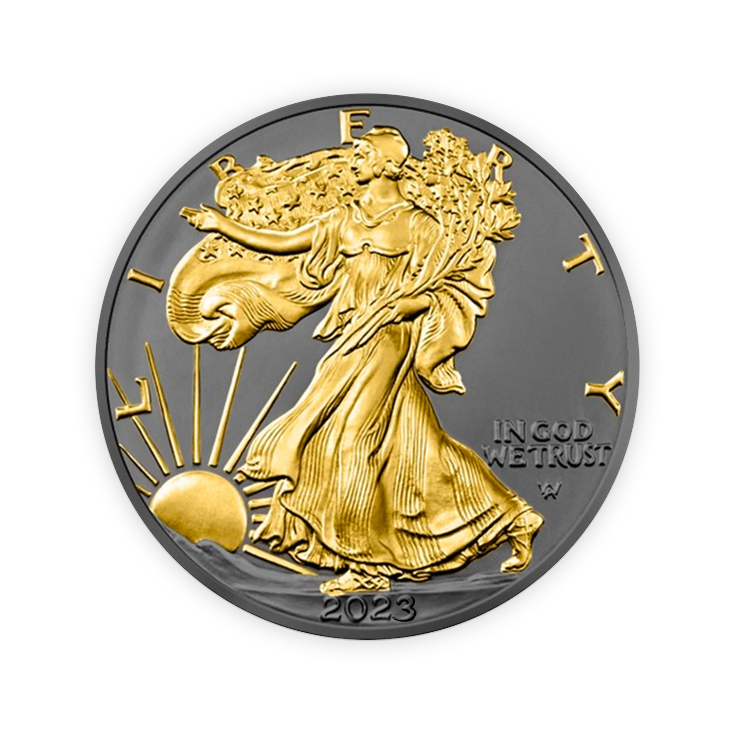 2023 Silver Eagle Black Ruthenium & Gold Enhanced 1 oz Silver