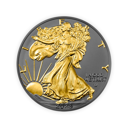 2023 Silver Eagle Black Ruthenium & Gold Enhanced 1 oz Silver