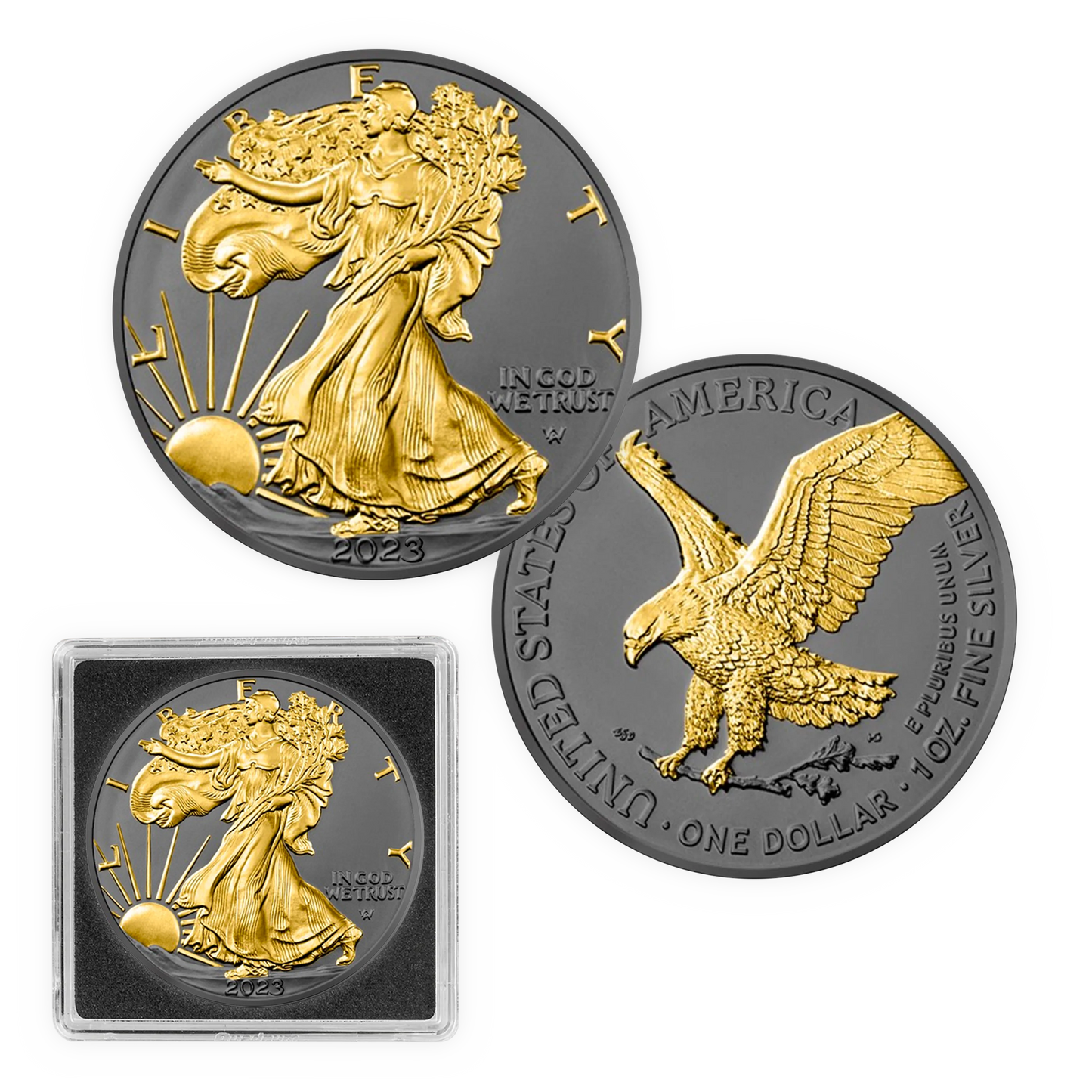 2023 Silver Eagle Black Ruthenium & Gold Enhanced 1 oz Silver