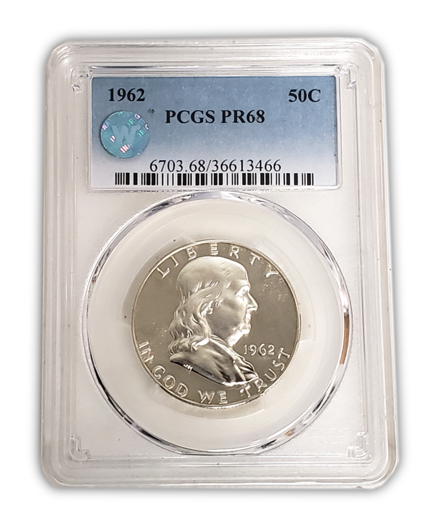 1962 Franklin Silver Half Dollar - PCGS PR68 Cameo Sight White