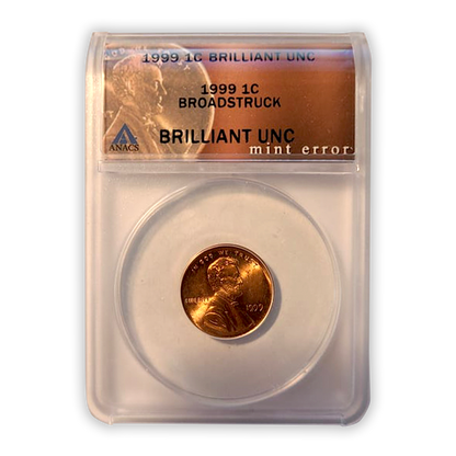 Lincoln Cent - Broadstruck Out of Collar Error - ANACS Certified