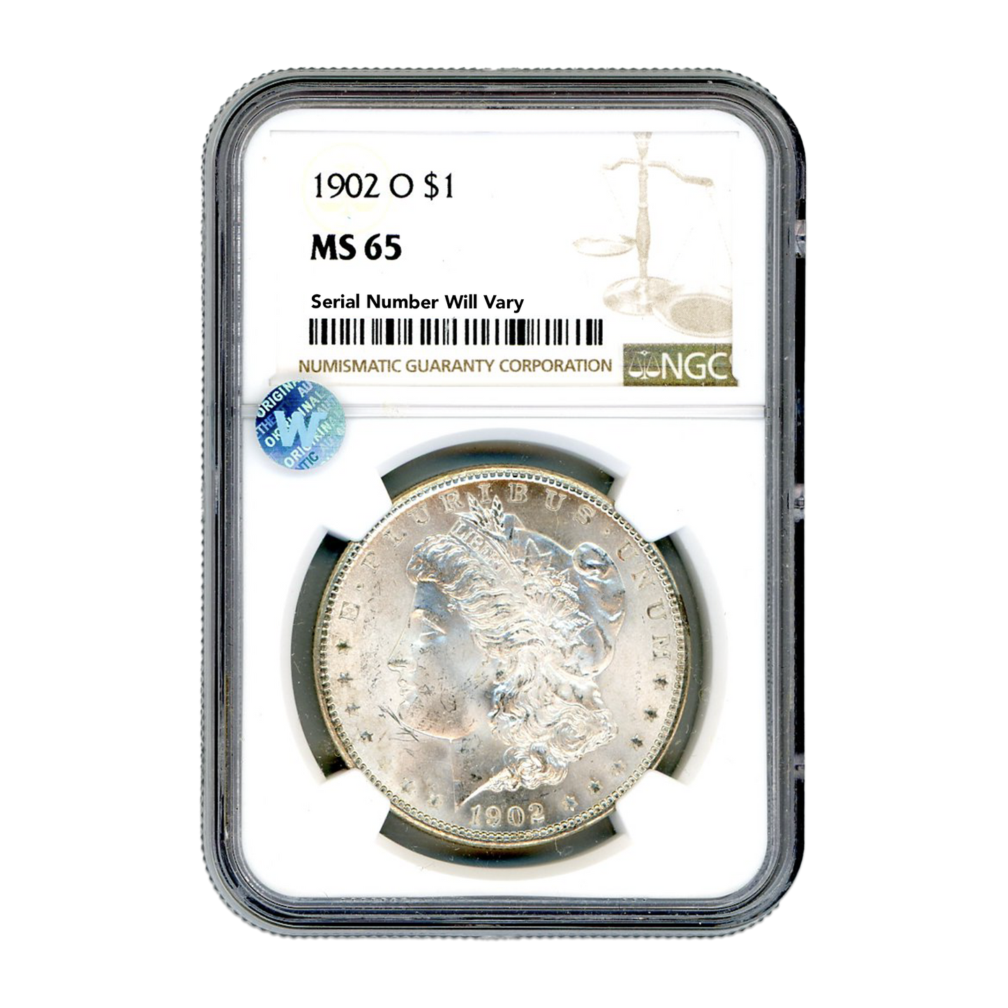 1902-O Morgan Silver Dollar New Orleans - NGC MS65 Sight White