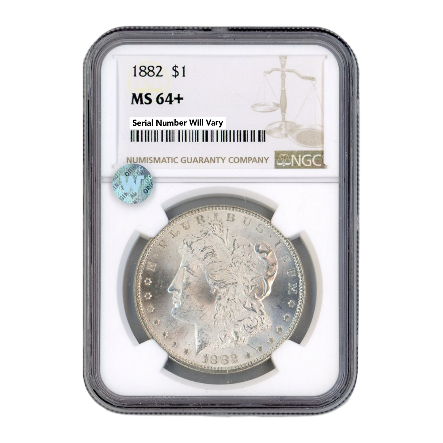 1882 Morgan Silver Dollar Philadelphia - NGC MS64+ Sight White