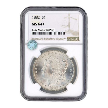 1882 Morgan Silver Dollar Philadelphia - NGC MS64+ Sight White