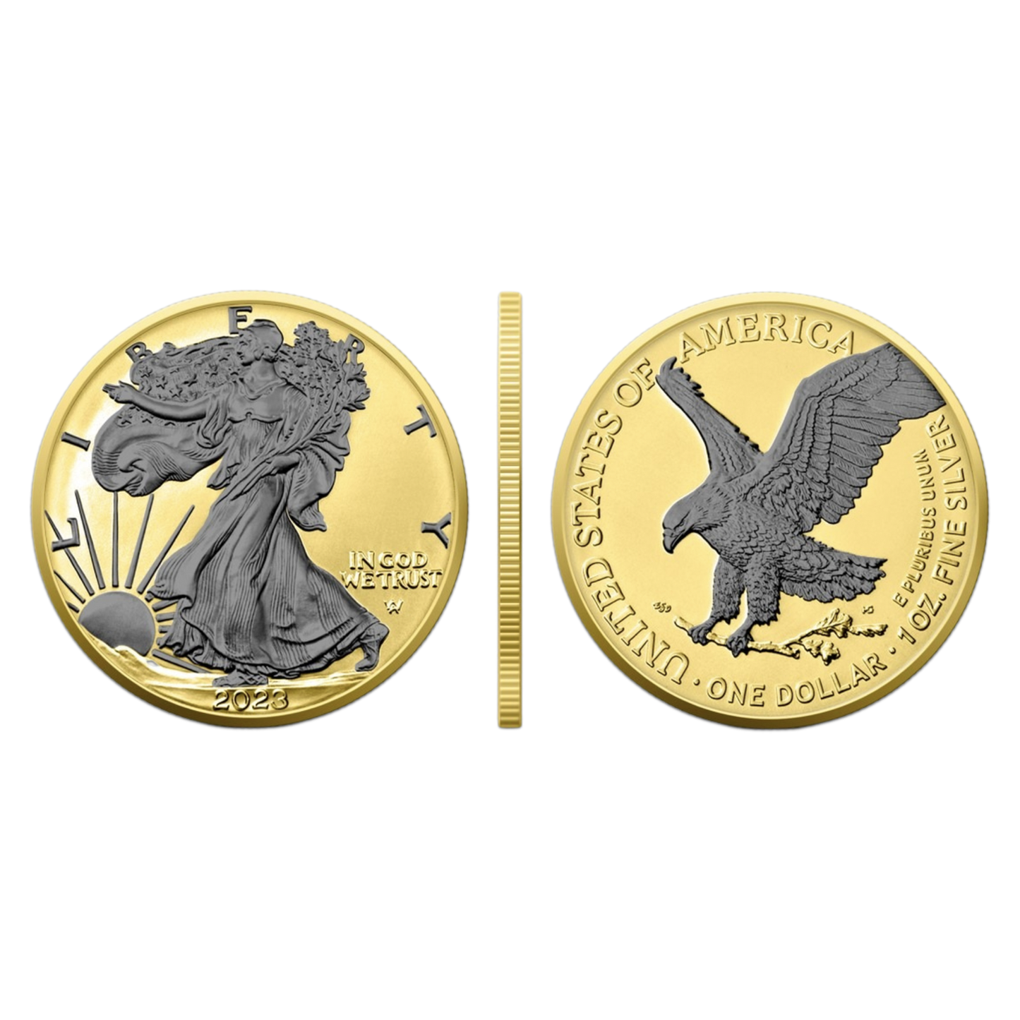 2023 Silver Eagle Reverse Black Ruthenium & Gold Enhanced 1 oz Silver