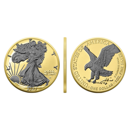 2023 Silver Eagle Reverse Black Ruthenium & Gold Enhanced 1 oz Silver