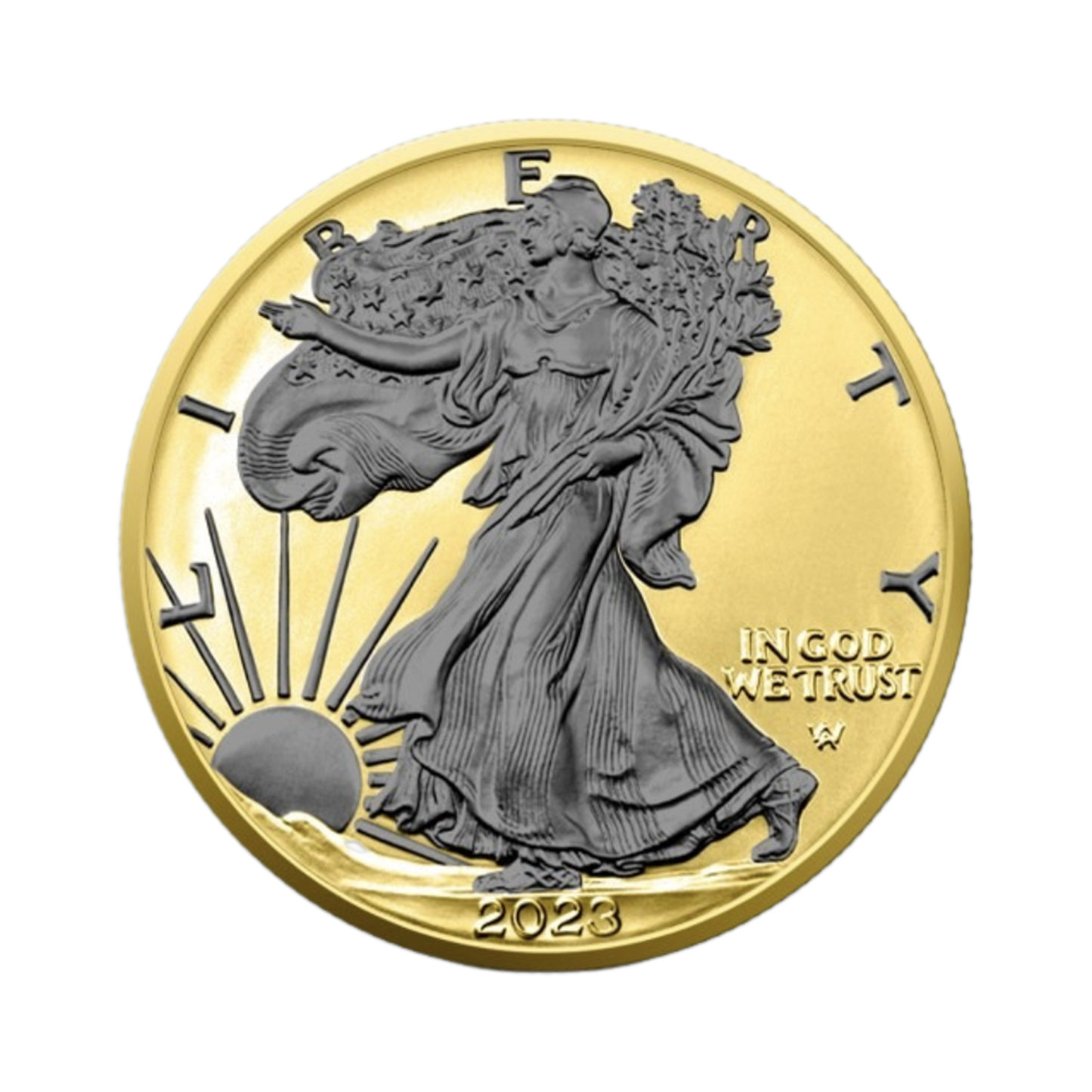 2023 Silver Eagle Reverse Black Ruthenium & Gold Enhanced 1 oz Silver