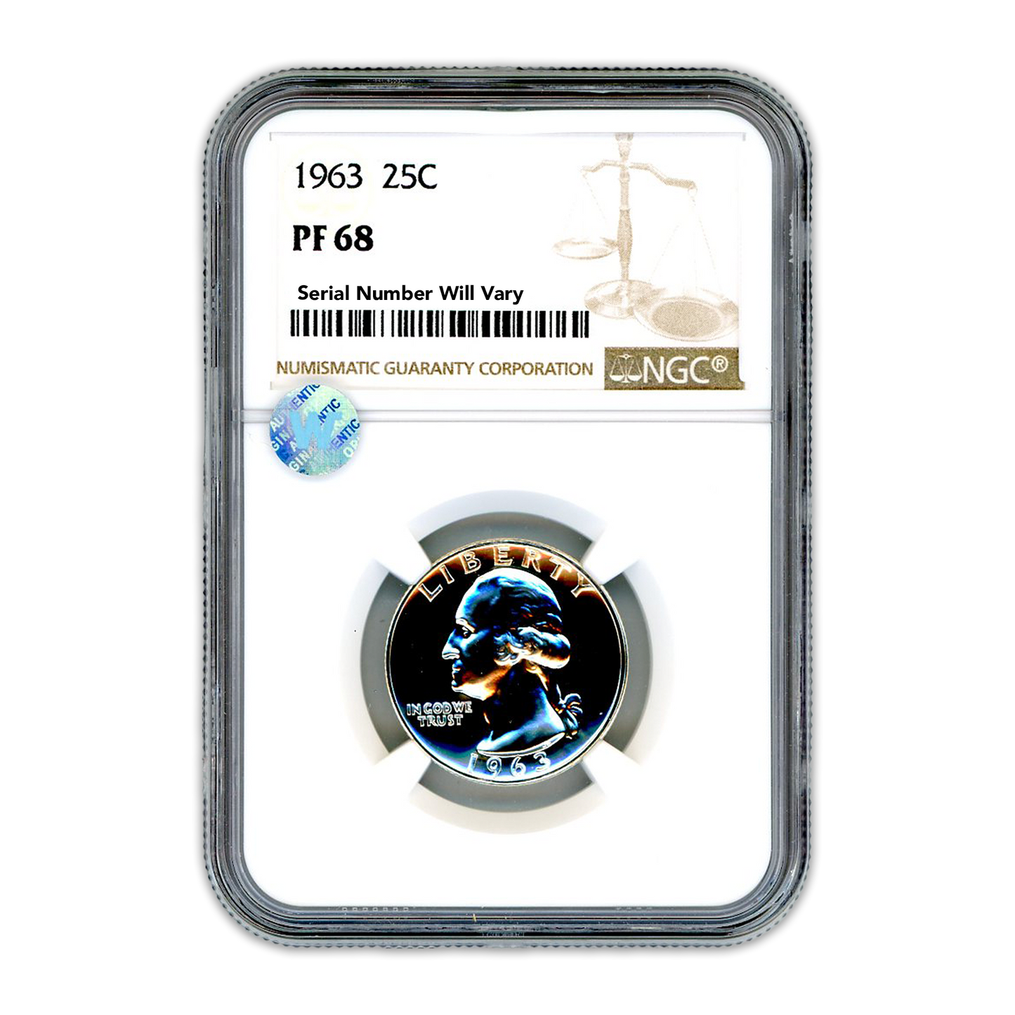 1963 Washington Silver Quarter Philadelphia - NGC PF68 Sight White