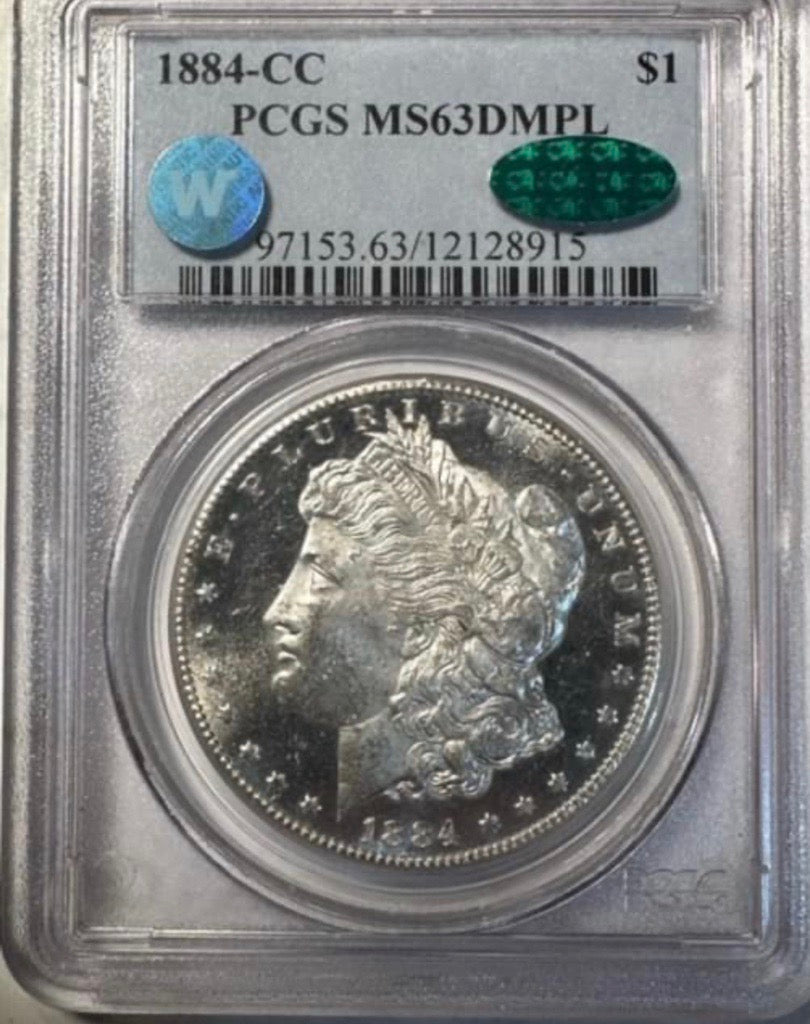 1884-CC Morgan Silver Dollar Carson City PCGS MS63 CAC Sight White