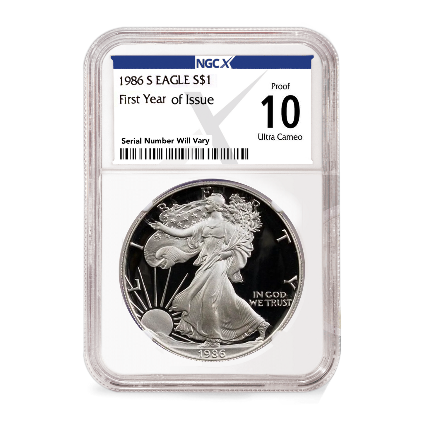 1986 Silver Eagle 2 pc Set - NGCX MS/PR10