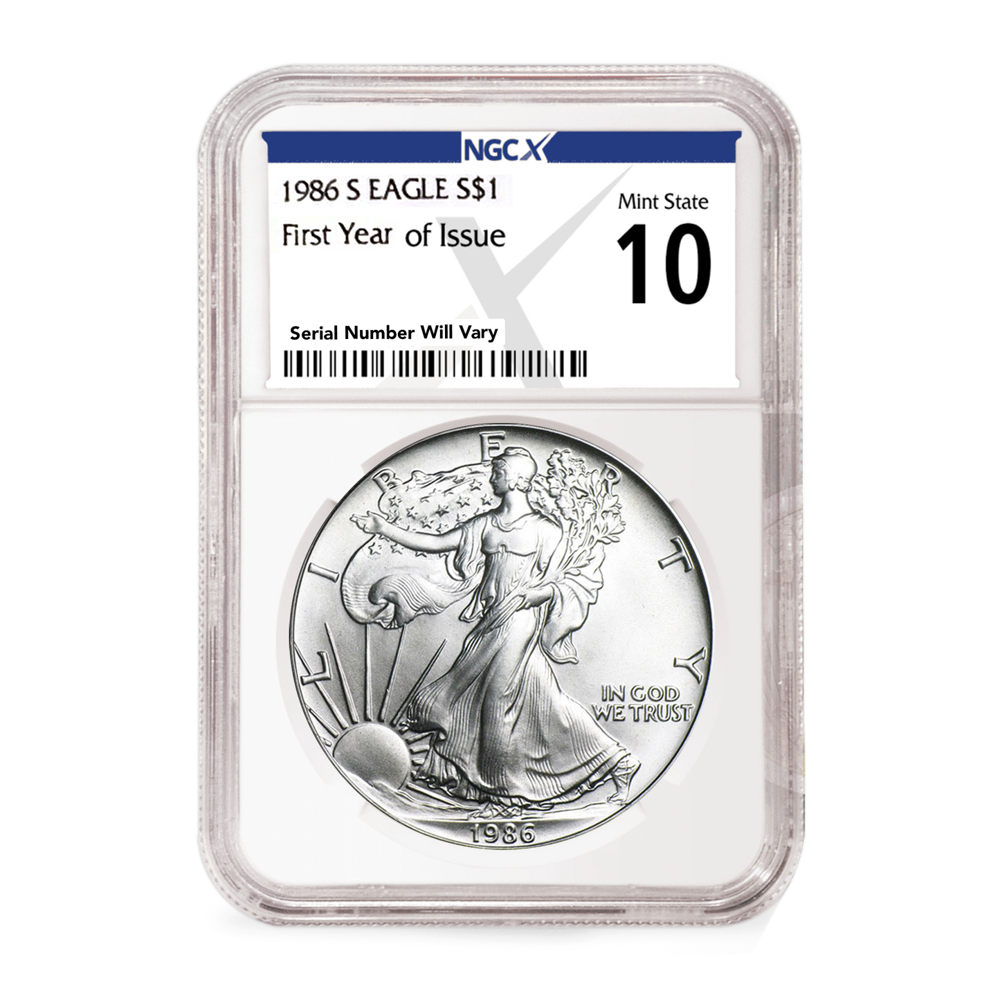 1986 Silver Eagle 2 pc Set - NGCX MS/PR10