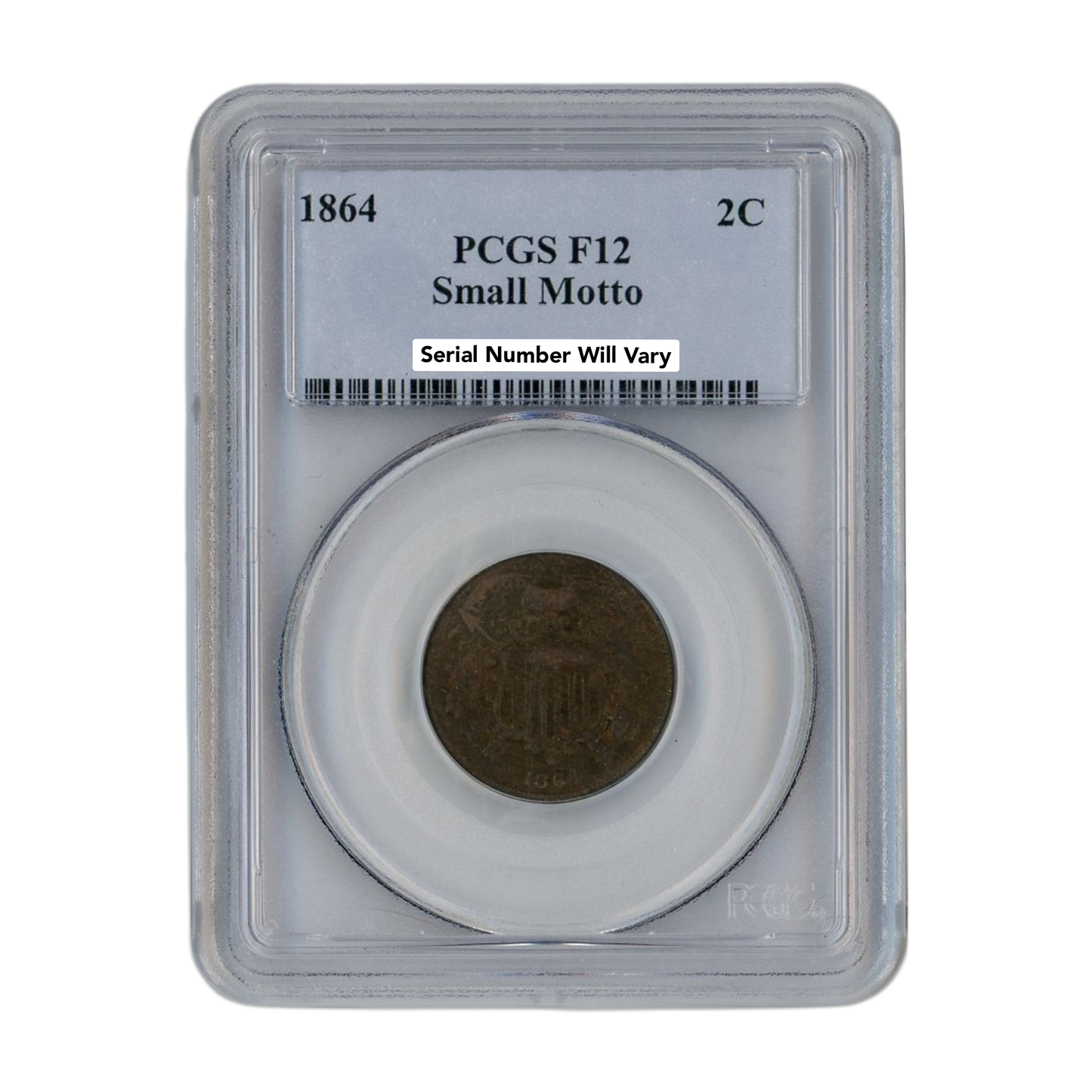 1864 Two Cent Piece Small Motto - PCGS F12