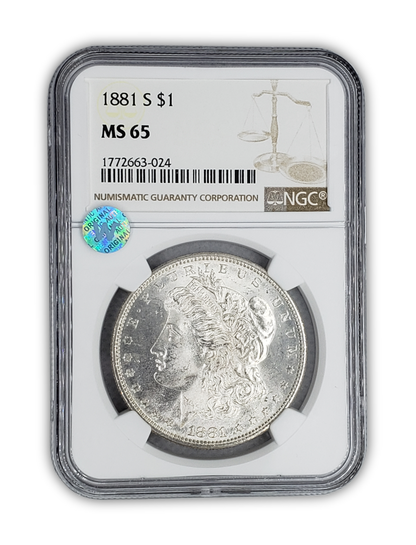 1881 S Morgan Silver Dollar -  San Francisco - NGC MS65 Sight White