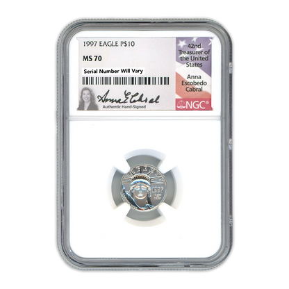 1997 $10 Platinum Eagle Cabral NGC MS70