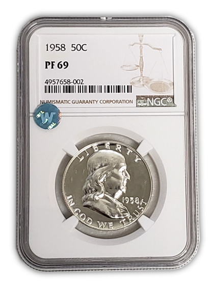 1958 Franklin Silver Half Dollar - NGC PF69 Sight White