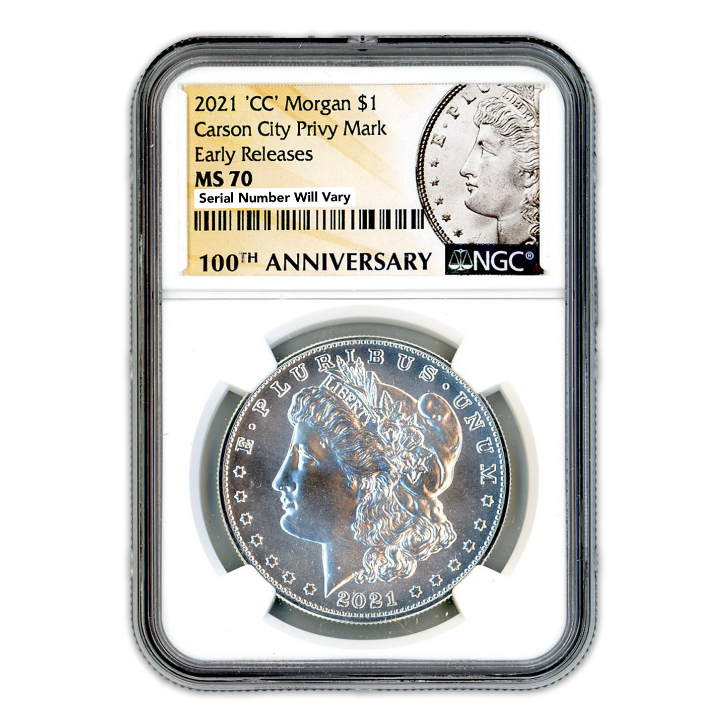 2021 CC Morgan Silver Dollar Carson City Privy Mark - Early Releases - NGC MS70