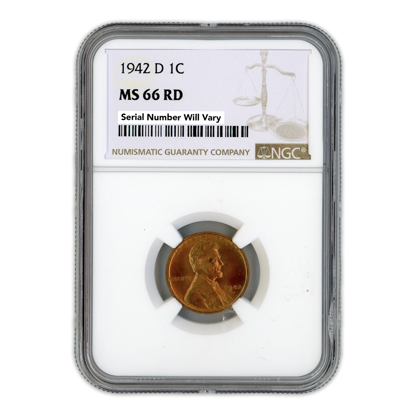 1942-D Lincoln Wheat Cent - NGC MS66 RD