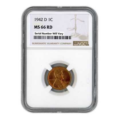 1942-D Lincoln Wheat Cent - NGC MS66 RD