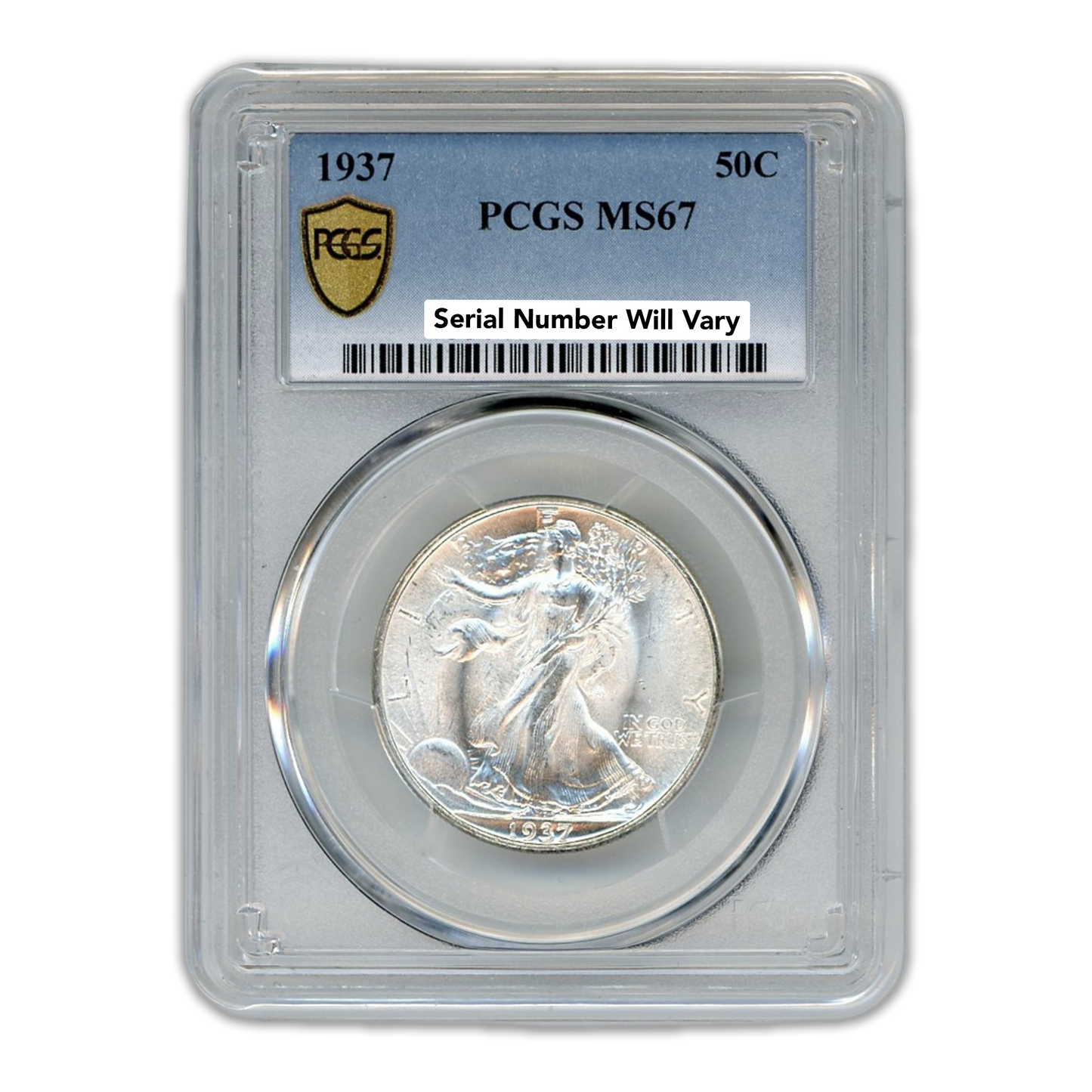 1937 Walking Liberty Silver Half Dollar - PCGS MS67