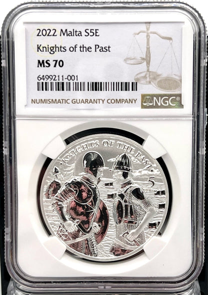 2022 1 oz Malta Knights of the Past Silver - NGC MS70