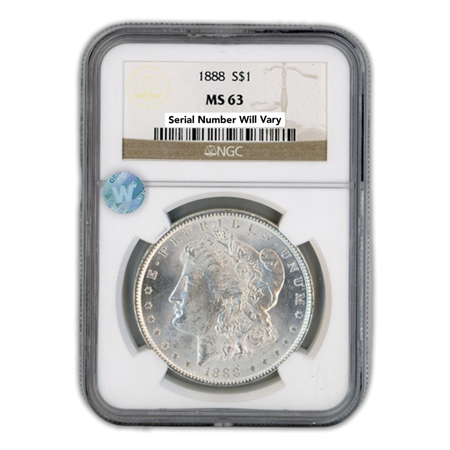 1888 Morgan Silver Dollar Philadelphia - NGC MS63 Sight White