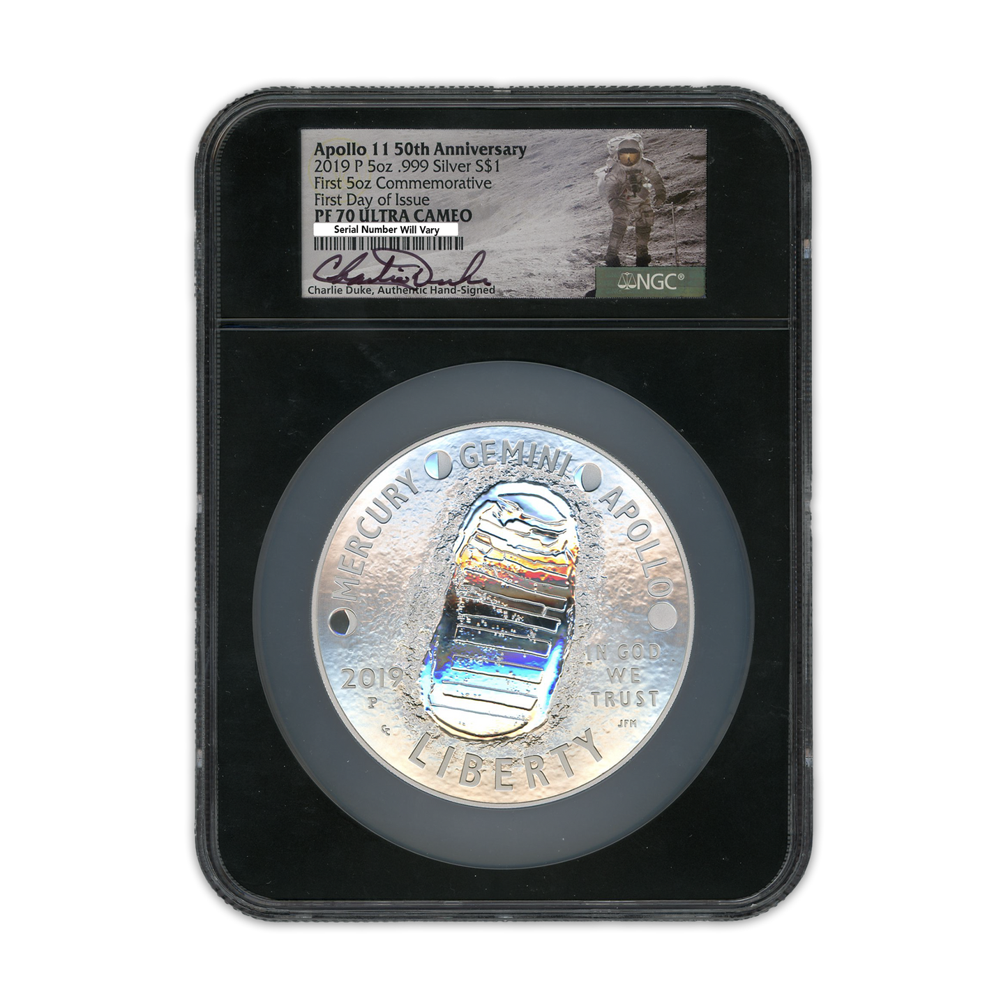 2019 Apollo 11 Charlie Duke PF 70 5 Coin Set NGC