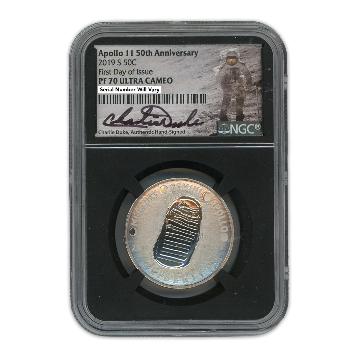 2019 Apollo 11 Charlie Duke PF 70 5 Coin Set NGC