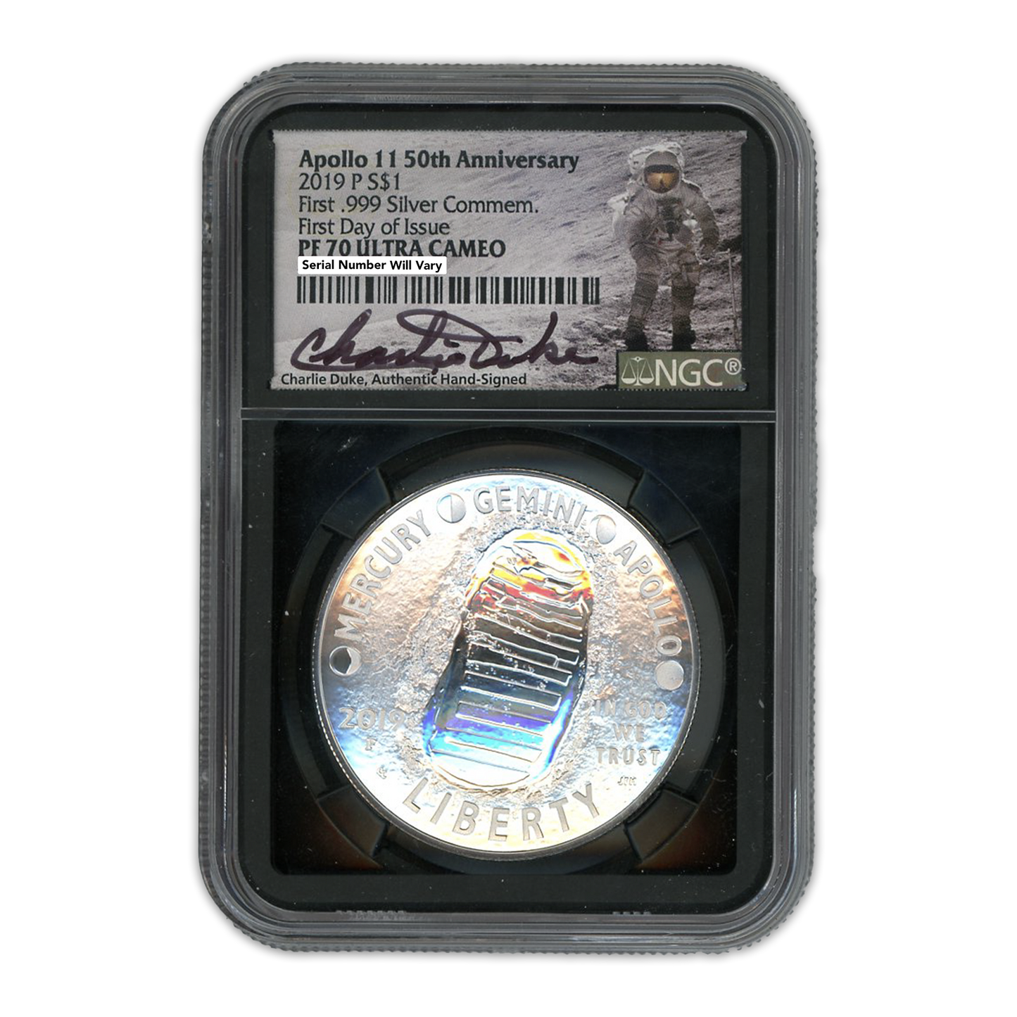 2019 Apollo 11 Charlie Duke PF 70 5 Coin Set NGC
