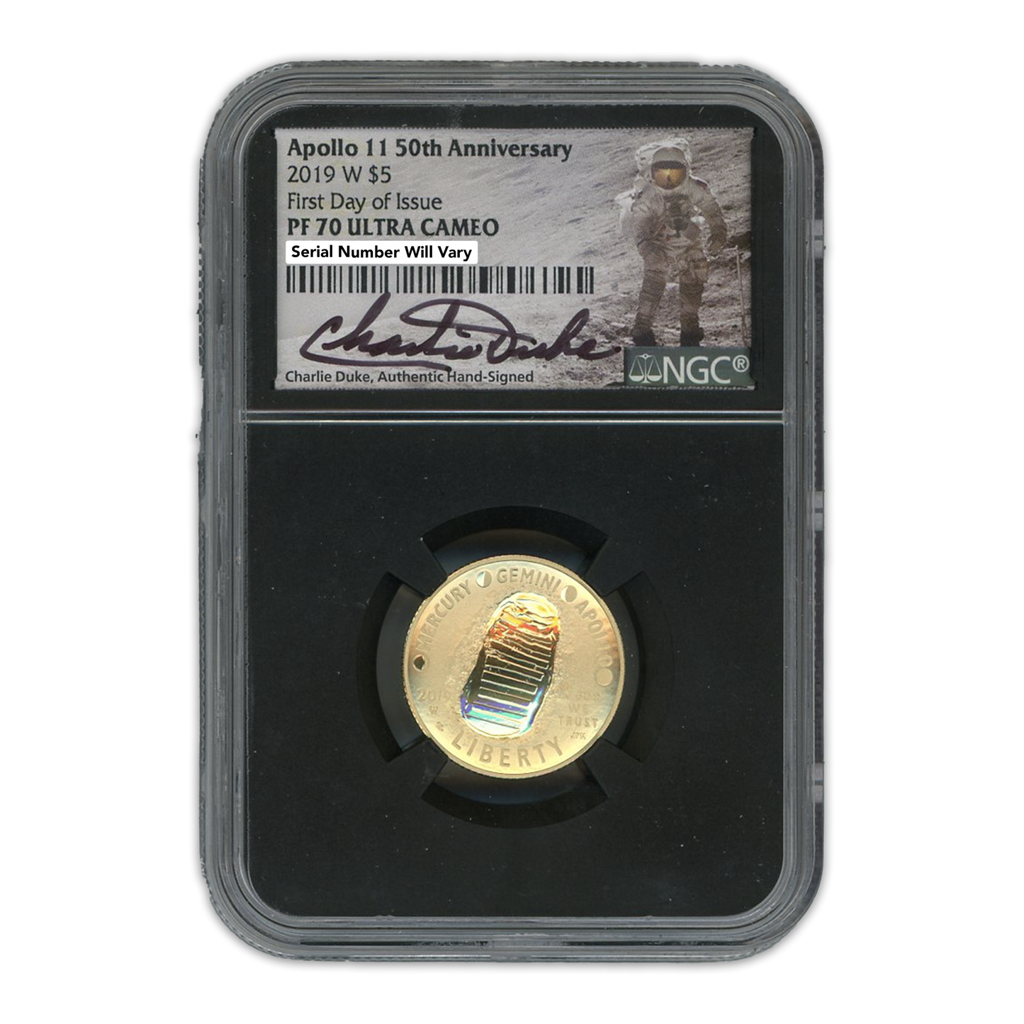 2019 Apollo 11 Charlie Duke PF 70 5 Coin Set NGC