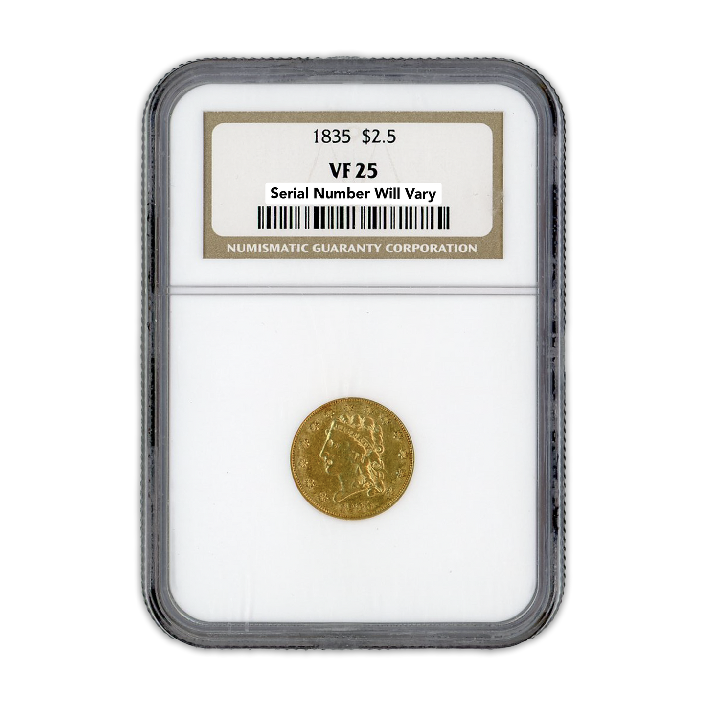 1835 $2.5 Classic Gold Head - NGC VF25
