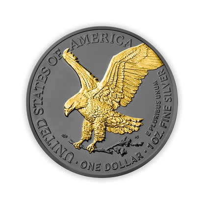 2023 Silver Eagle Black Ruthenium & Gold Enhanced 1 oz Silver