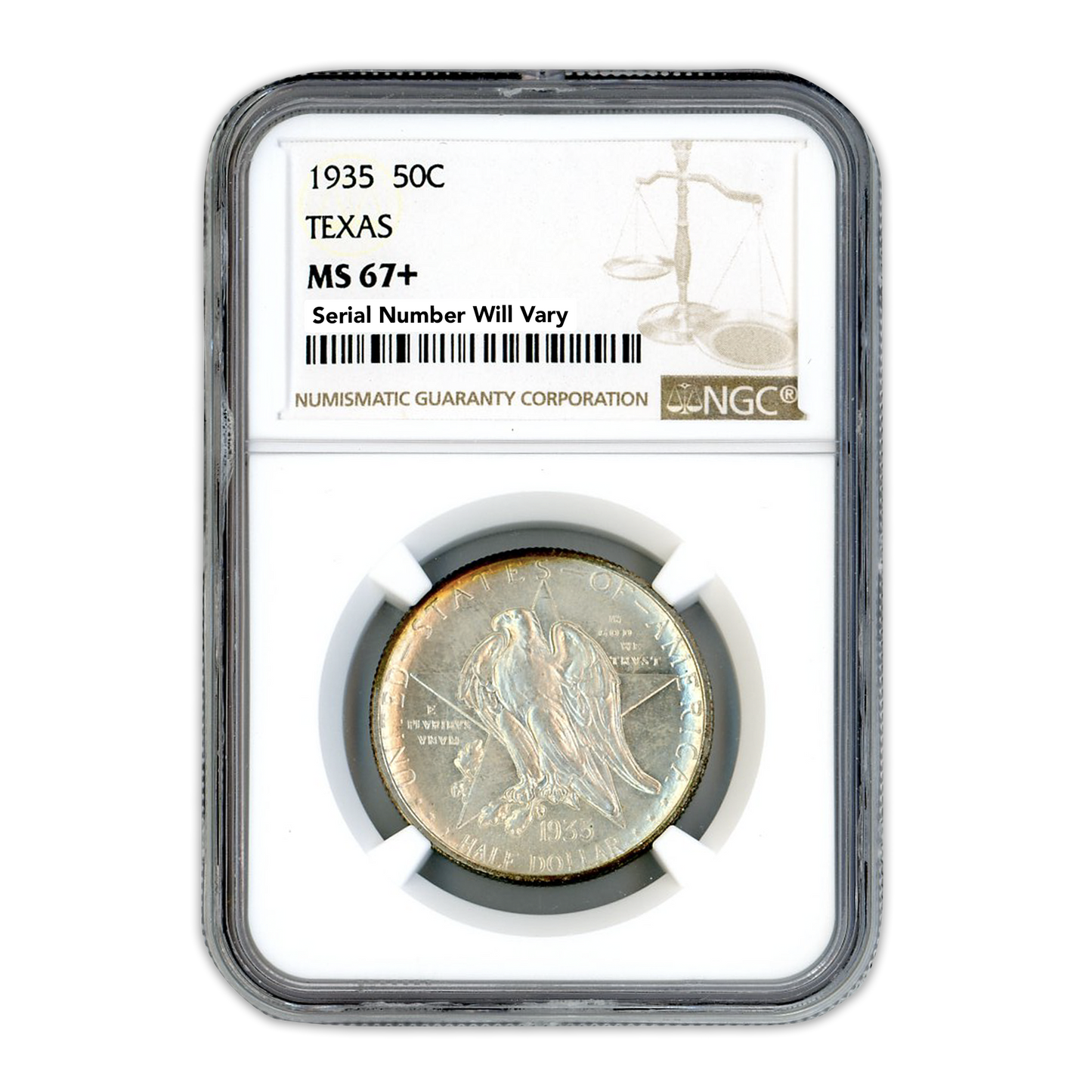 1935 Silver Half Dollar Texas Commemorative - NGC MS67+